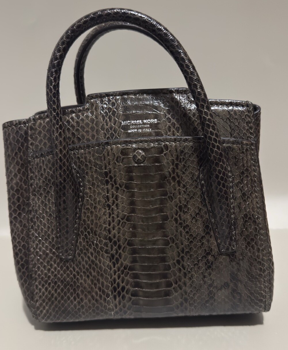NWT Michael Kors Collection Bancroft Mini Satchel Real Snake Leather Spruce